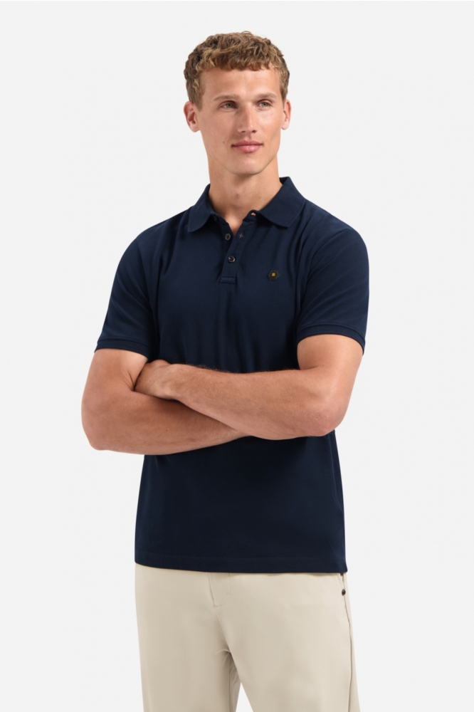 NO-EXCESS blauwe heren polo | Model vooraanzicht