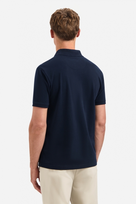 NO-EXCESS blauwe heren polo | Model achteraanzicht