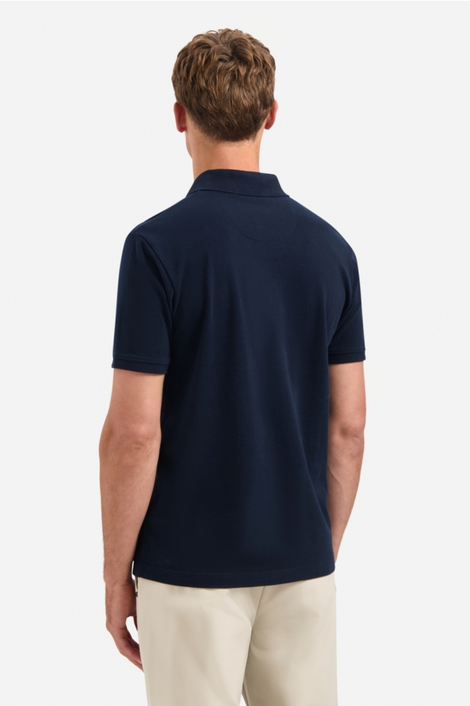 NO-EXCESS blauwe heren polo | Model achteraanzicht