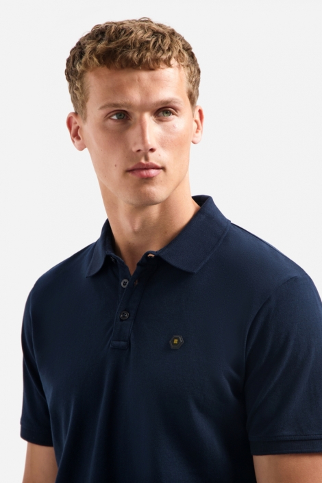 NO-EXCESS blauwe heren polo | Close up