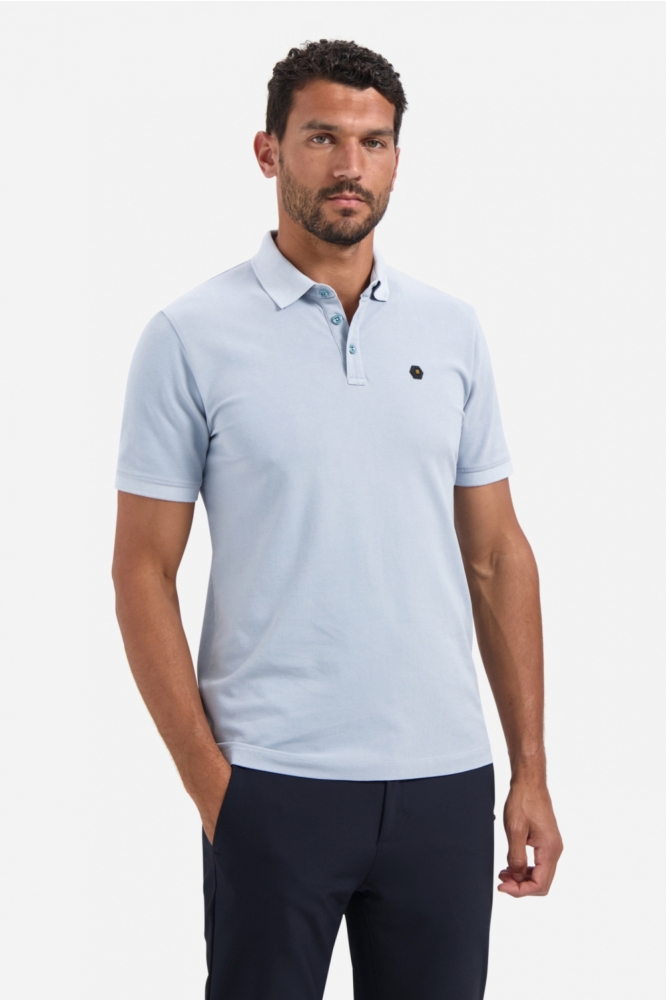 NO-EXCESS blauwe heren polo | Model vooraanzicht