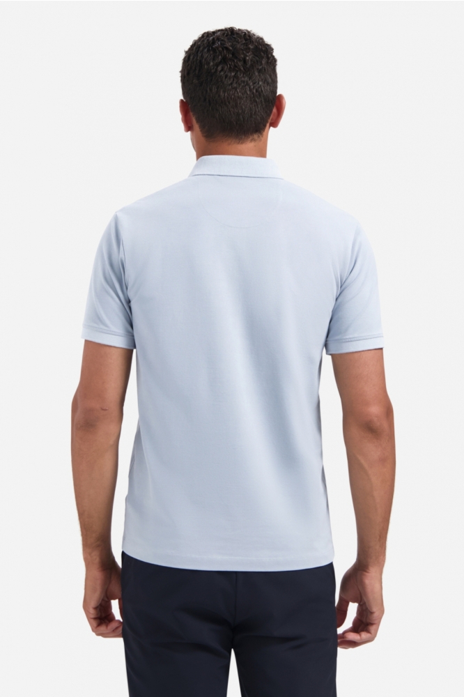 NO-EXCESS blauwe heren polo | Model achteraanzicht