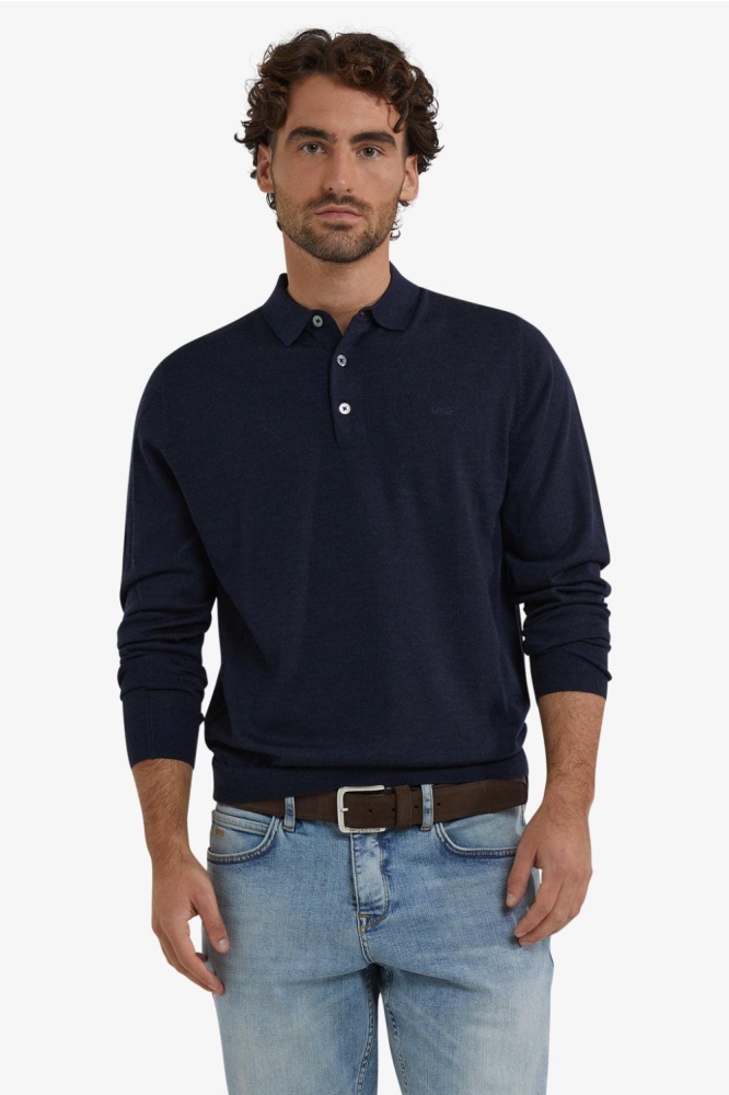 McGregor blauwe heren polo | Model vooraanzicht