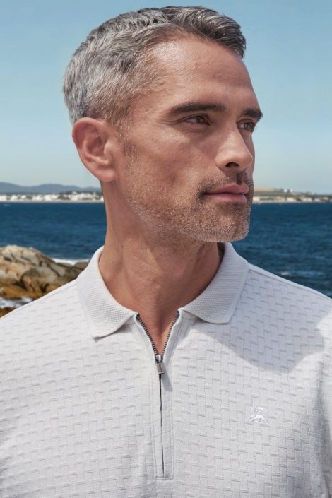 Lerros witte heren polo | Close up