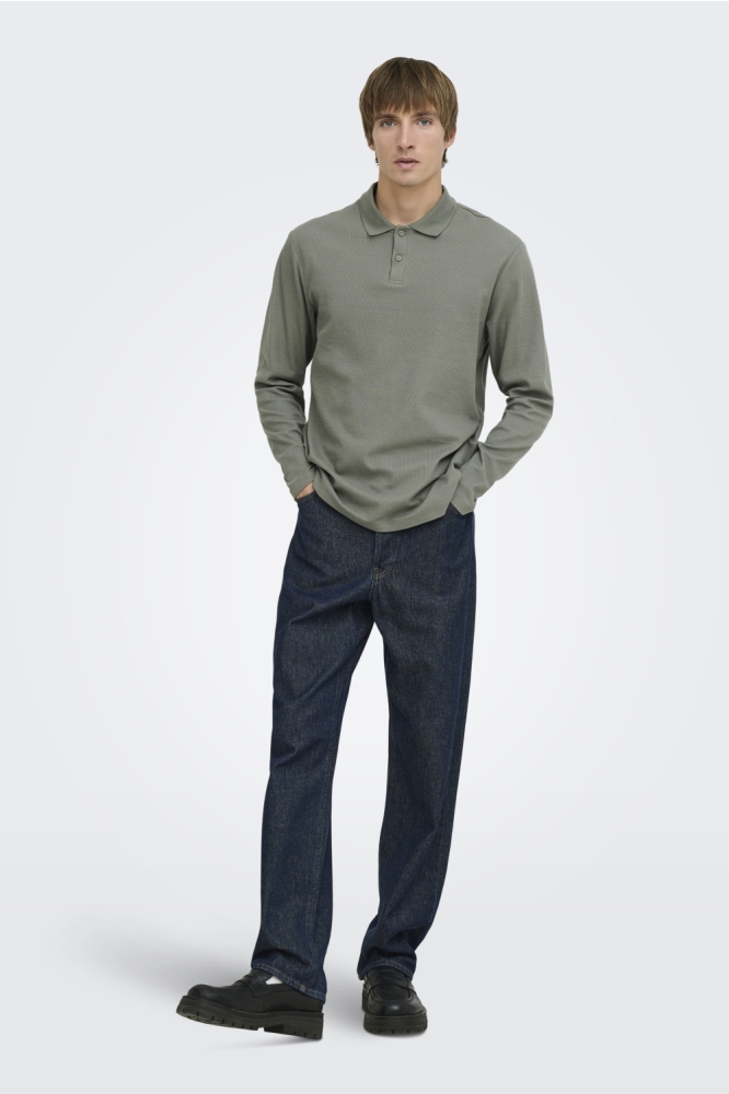Only & Sons groene heren polo | Model vooraanzicht