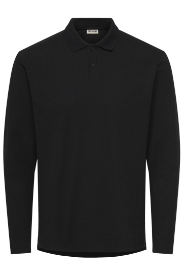 Only & Sons Polo ONSBEN REG LS STRUCT POLO 22039469 BLACK