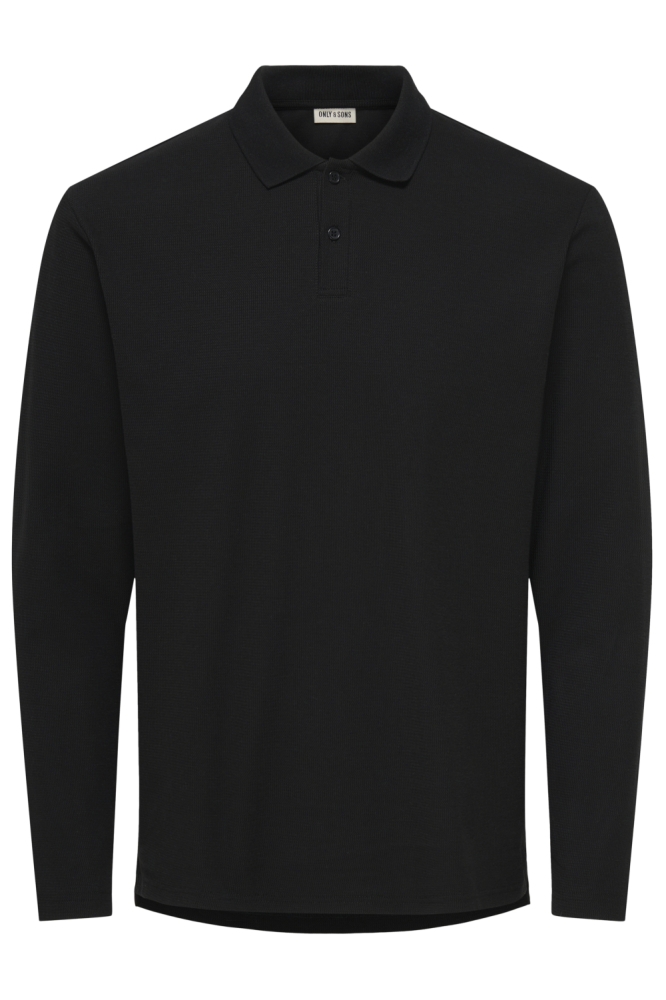 Only & Sons zwarte heren polo | Vooraanzicht