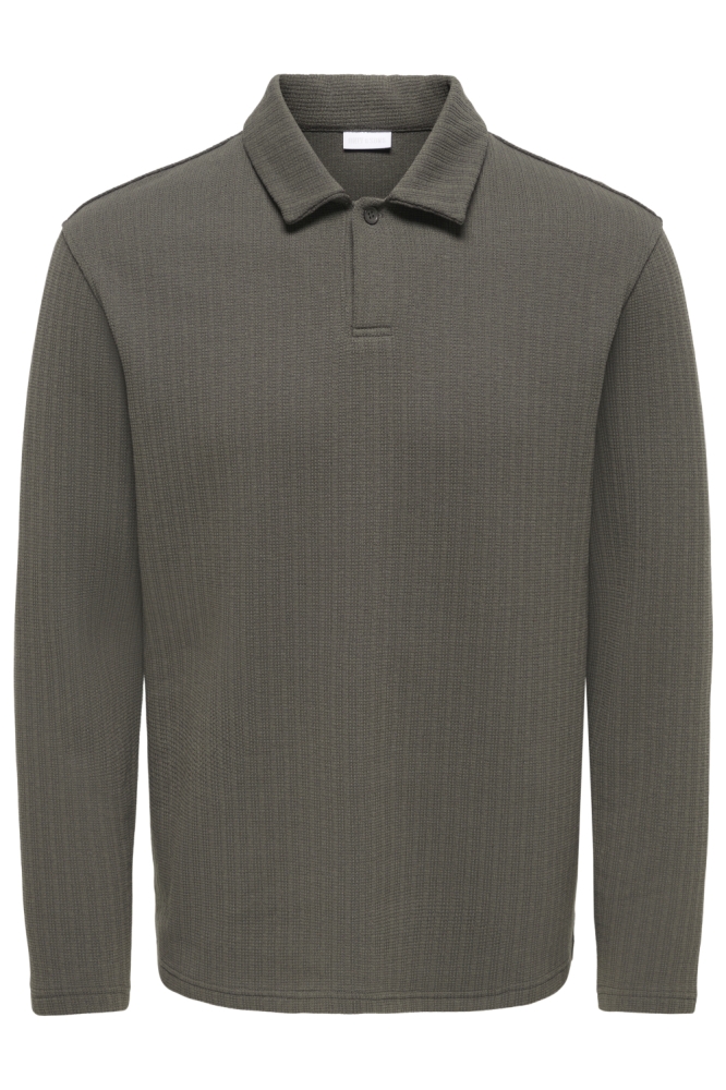 Only & Sons groene heren polo | Vooraanzicht