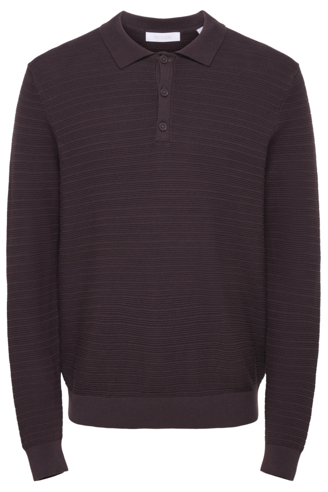 Only & Sons bordeaux heren polo | Vooraanzicht