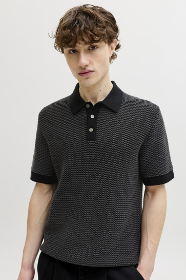 Jack & Jones Polo JPRBLUKINGSLEY KNIT POLO SS LN 12291058 Black/Twist