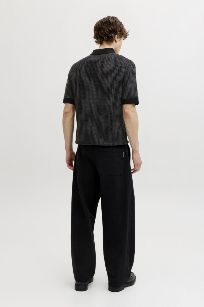 Jack & Jones zwarte heren polo | Model achteraanzicht