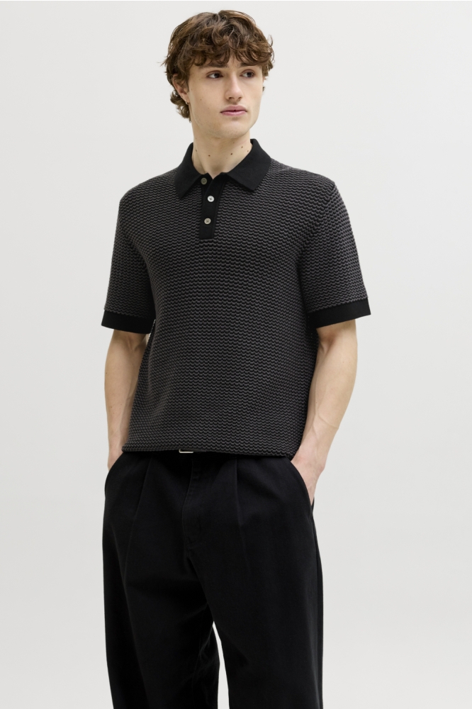 Jack & Jones zwarte heren polo | Model vooraanzicht
