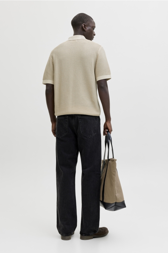 Jack & Jones beige heren polo | Model achteraanzicht