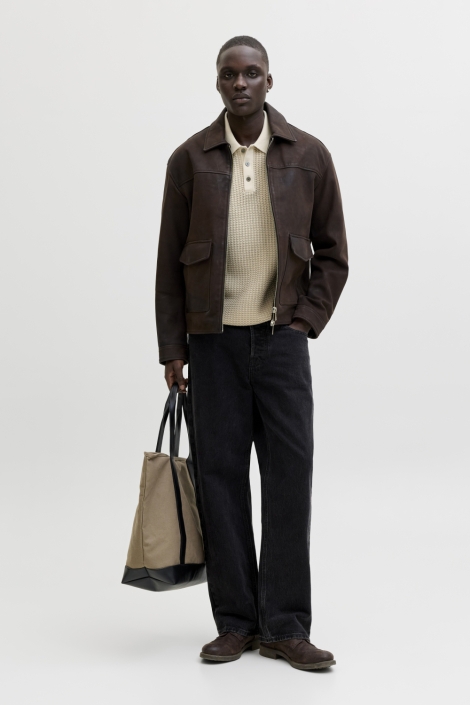 Jack & Jones beige heren polo | Sfeerbeeld, In situatie