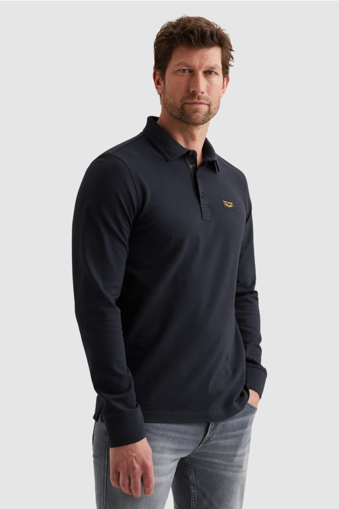 PME legend blauwe heren polo | Model vooraanzicht