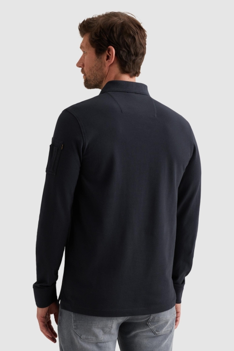 PME legend blauwe heren polo | Model achteraanzicht