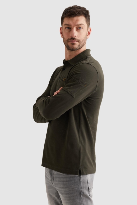 PME legend bruine heren polo | Model zijaanzicht