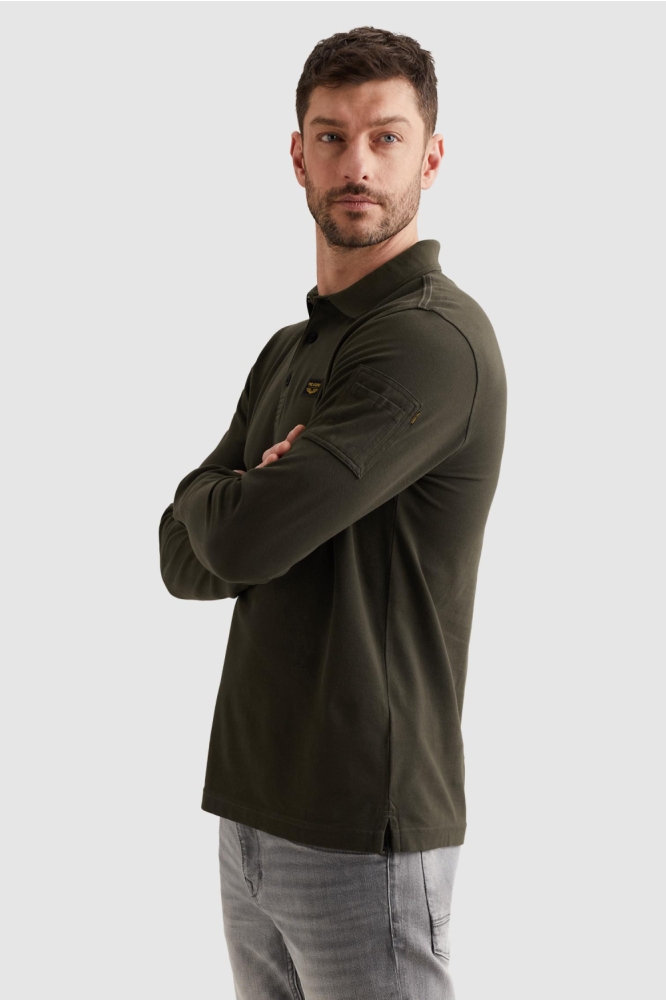 PME legend bruine heren polo | Model zijaanzicht