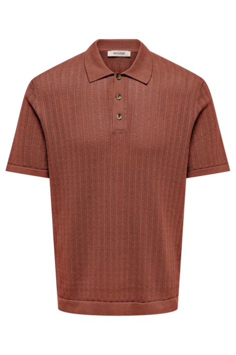 Only & Sons bruine heren polo | Vooraanzicht