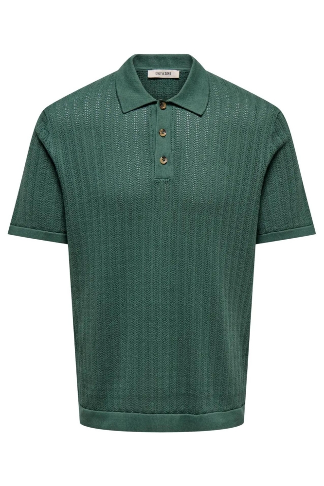Only & Sons groene heren polo | Vooraanzicht