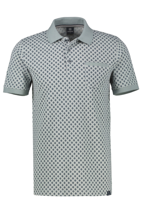 Lerros grijze heren polo | Vooraanzicht