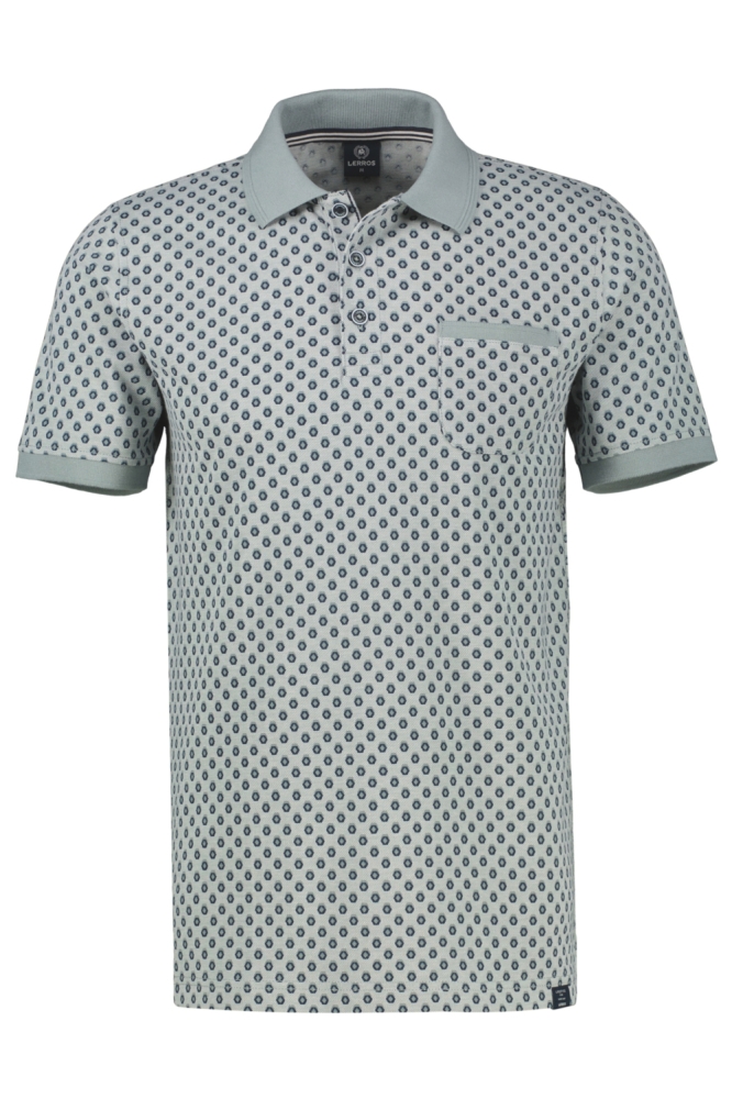 Lerros grijze heren polo | Vooraanzicht
