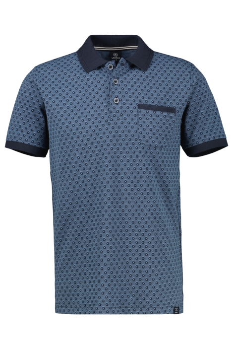 Lerros blauwe heren polo | Vooraanzicht