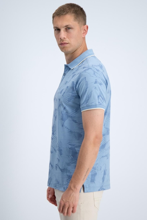 Gabbiano blauwe heren polo | Model zijaanzicht