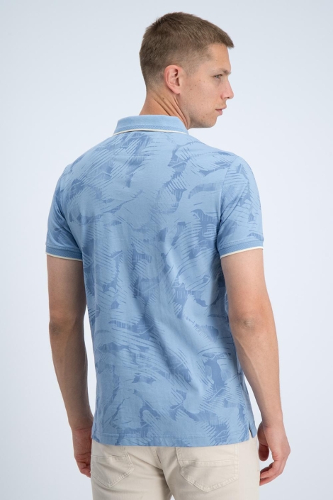 Gabbiano blauwe heren polo | Model achteraanzicht