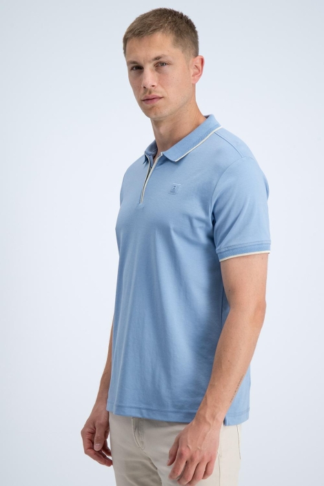Gabbiano blauwe heren polo | Model zijaanzicht