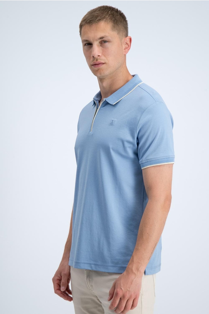Gabbiano blauwe heren polo | Model zijaanzicht