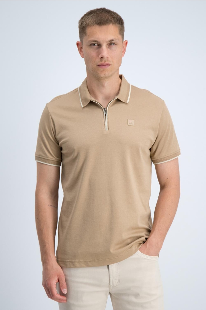 Gabbiano camel heren polo | Model vooraanzicht