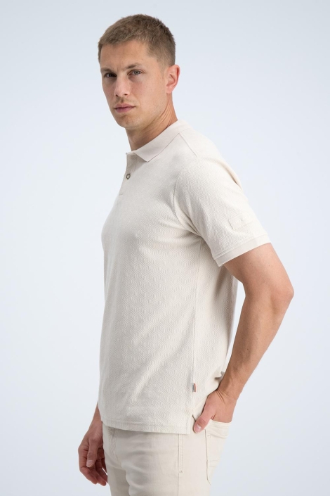 Gabbiano beige heren polo | Model zijaanzicht