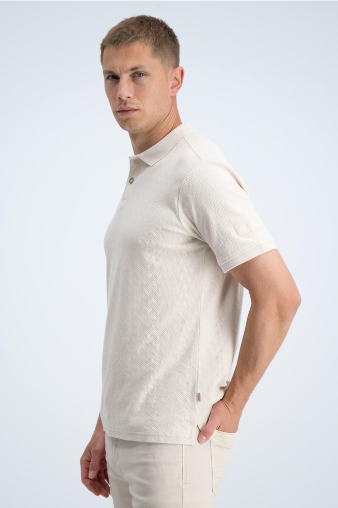 Gabbiano beige heren polo | Model zijaanzicht