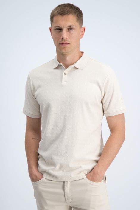 Gabbiano beige heren polo | Model vooraanzicht