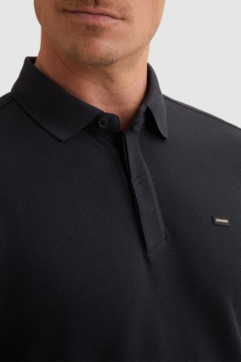 Vanguard blauwe heren polo | Close up