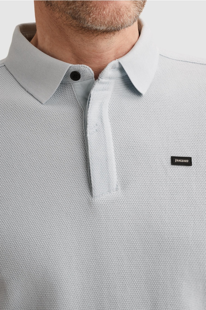 Vanguard blauwe heren polo | Close up