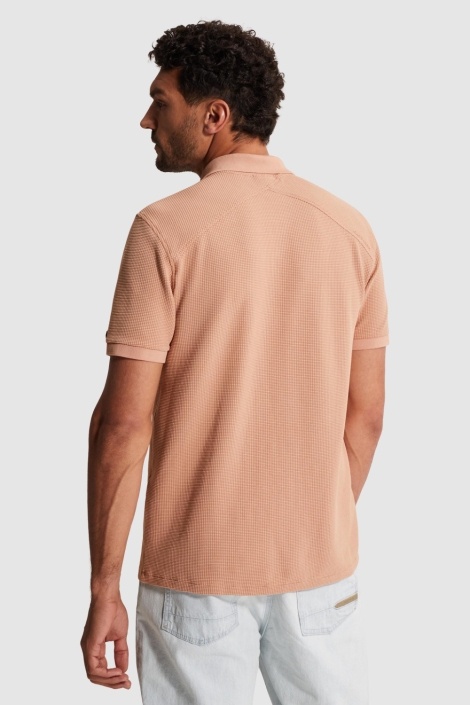 Cast Iron oranje heren polo | Model achteraanzicht