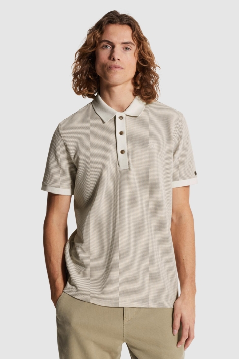 Cast Iron beige heren polo | Model vooraanzicht