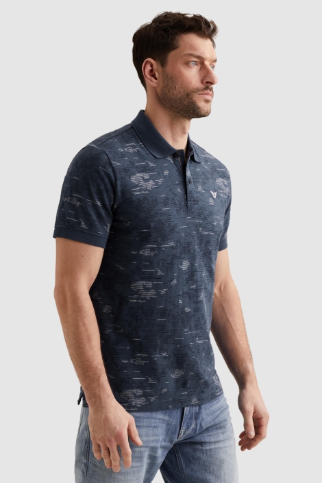 PME legend blauwe heren polo | Model zijaanzicht