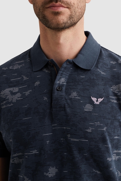 PME legend blauwe heren polo | Close up