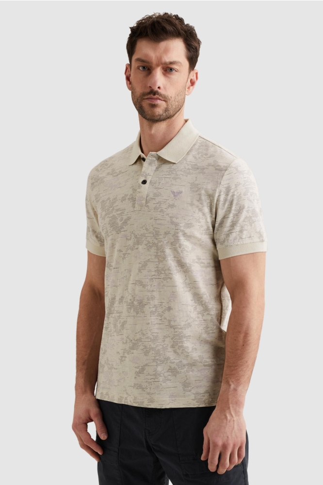 PME legend beige heren polo | Model vooraanzicht