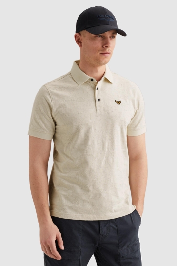 PME legend short sleeve polo jacquard jersey Beige