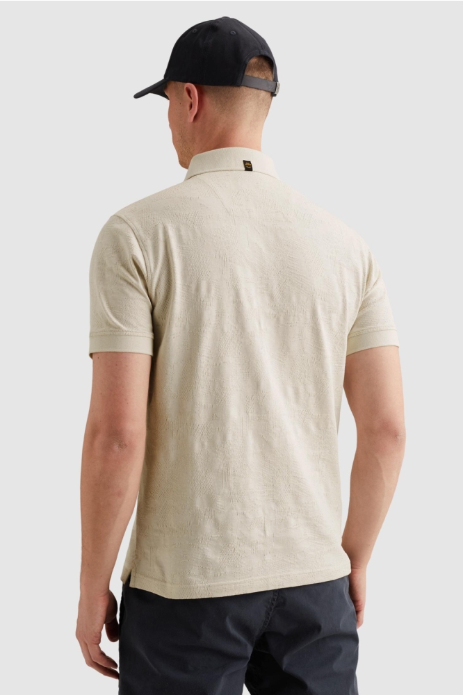 PME legend beige heren polo | Model achteraanzicht