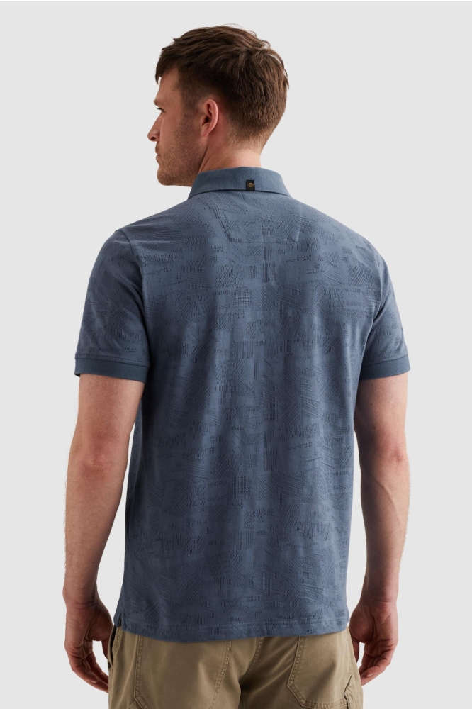 PME legend blauwe heren polo | Model achteraanzicht