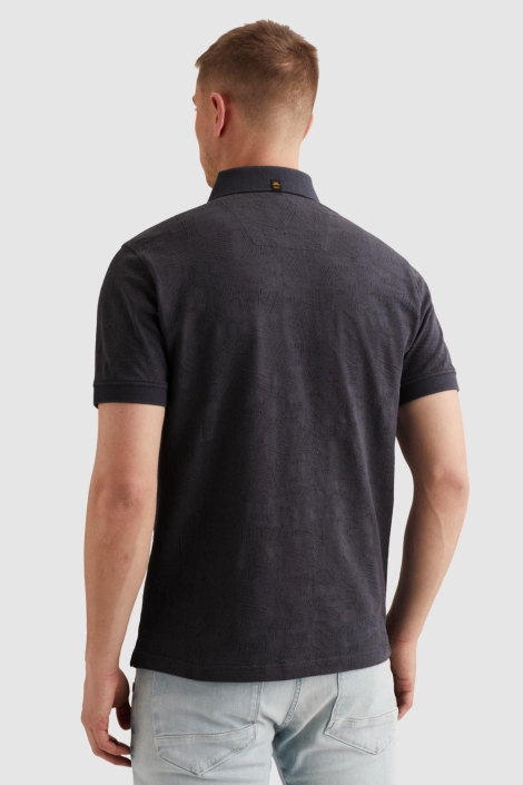 PME legend blauwe heren polo | Model achteraanzicht