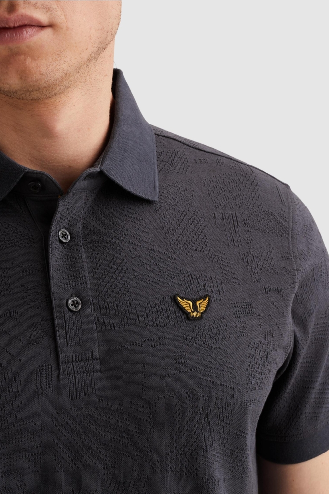 PME legend blauwe heren polo | Close up