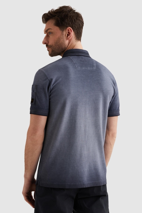 PME legend blauwe heren polo | Model achteraanzicht