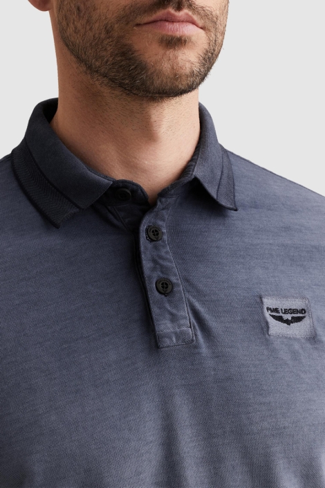 PME legend blauwe heren polo | Close up