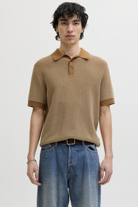 Jack & Jones oranje heren polo | Model vooraanzicht